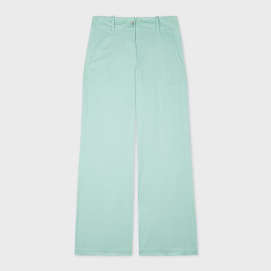 PS Paul Smith Women's Turquoise Cotton-Blend Cropped Trousers Blue