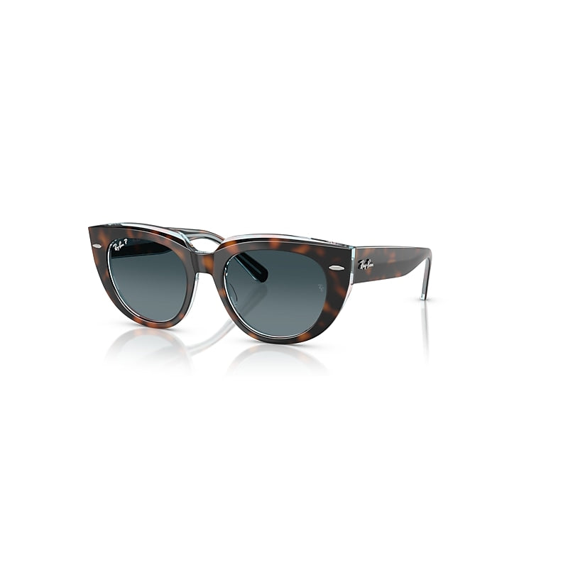 Ray-Ban Sunglasses Woman Doreen - Dark Havana On Transparent Multicolour Frame Blue Lenses Polarized 49-20