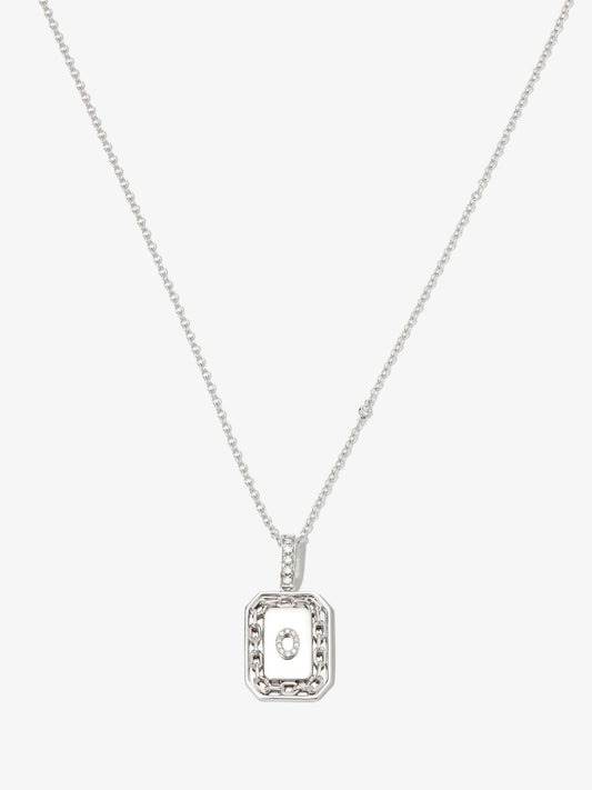SHAY 18K White Gold O Initial Diamond Pendant Necklace - Men's - Diamond/18kt White Gold