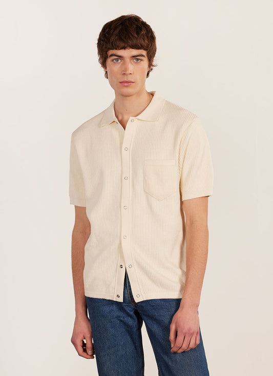 Percival Menswear Percival Pablo Cuban Shirt Knitted Cotton Cream