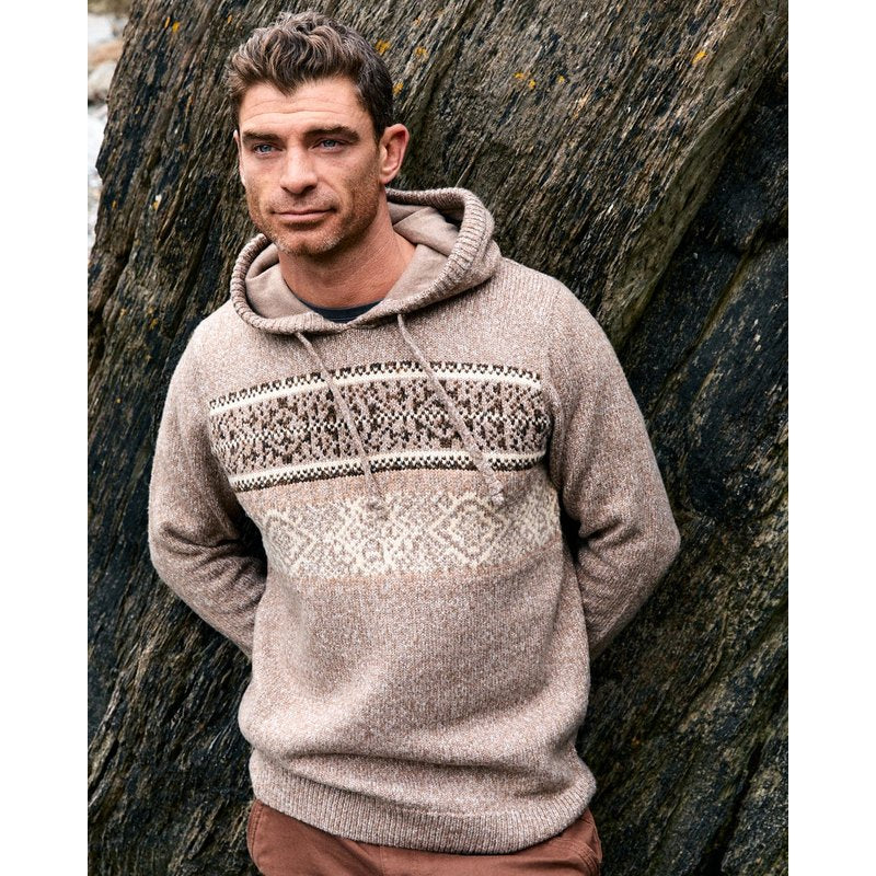 Saltrock Mens Knitted Hoodie - Cream - Lukas - Size: Large