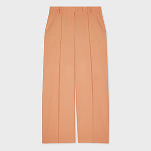 PS Paul Smith Women's Coral Wool Cropped Pleated Trousers Orange