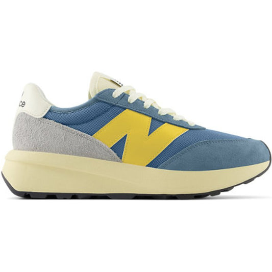 New Balance Unisex 370 in Blue/Orange Suede/Mesh, size 3.5