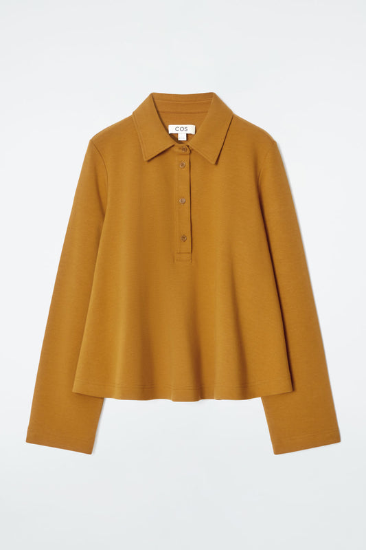 Cos FLARED COTTON-JERSEY POLO SHIRT