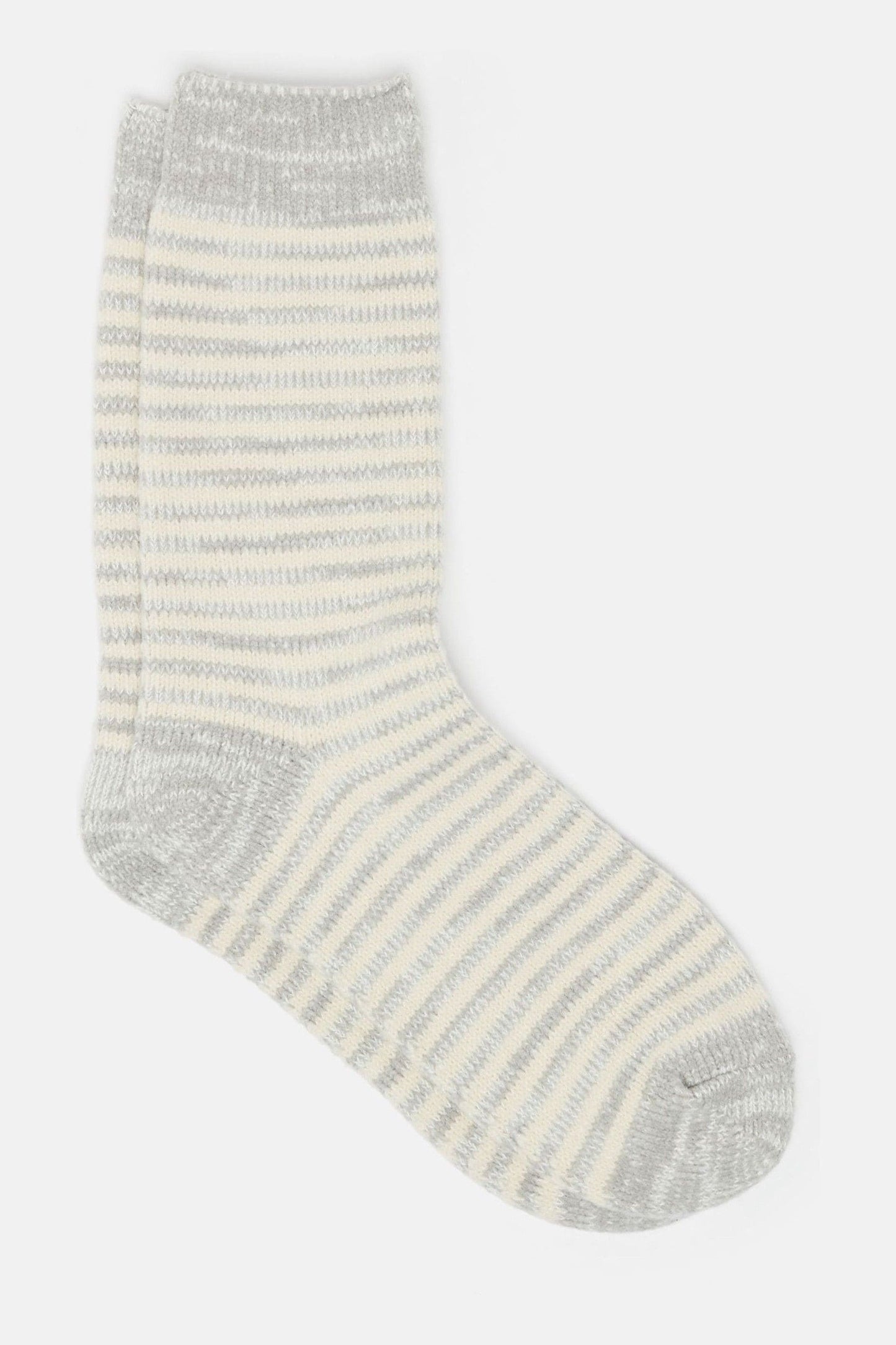 Joules Women's Toasty Grey Cosy Striped Socks (size 4-8)