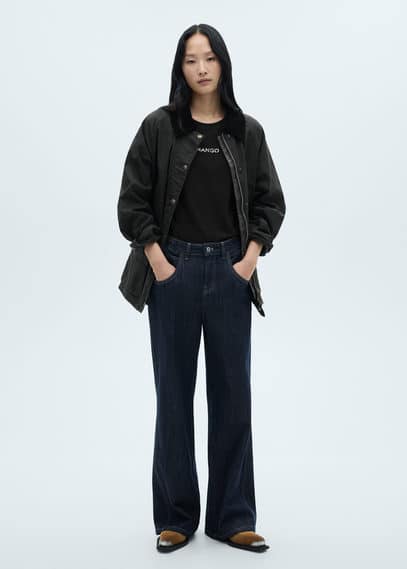 Mango 100% cotton t-shirt with logo black - Woman -