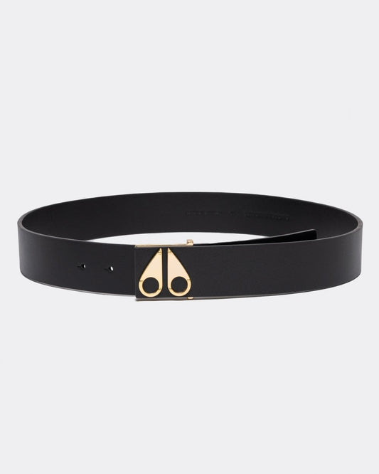 Moose Knuckles Mens Gold Logo Icon Belt Colour: Gold 688