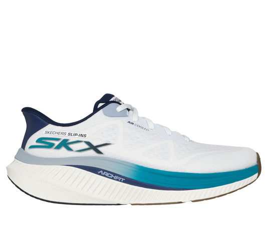 Skechers Men's Slip-ins: GO WALK Max Cushioning Arch Fit - Jesper Sneaker in White, Size 6.5 | Textile/Synthetic, Vegan, Machine Washable