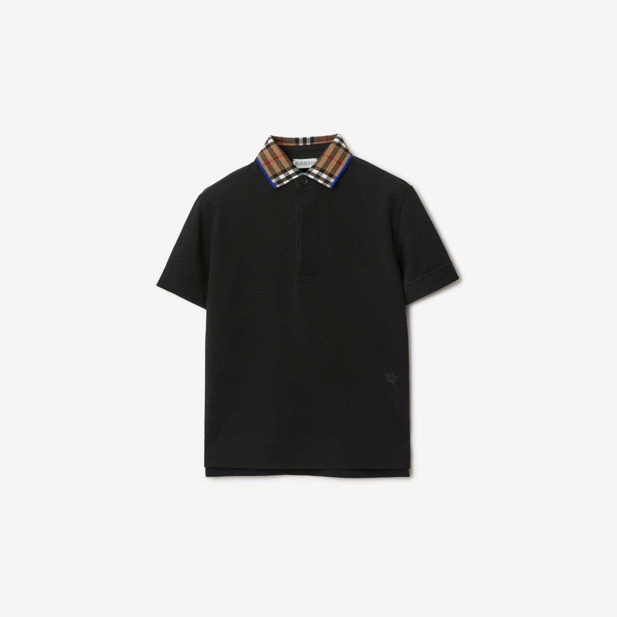 Burberry Childrens Check Collar Cotton Polo Shirt