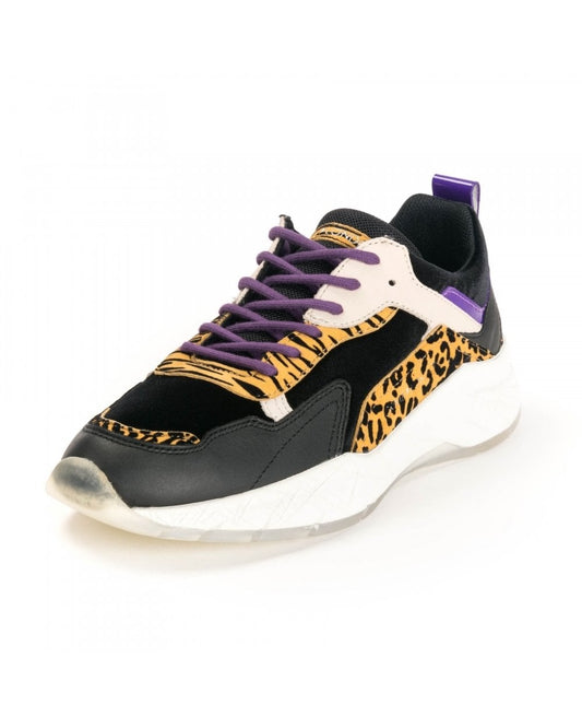 Crime London Komrad Womens Trainer Colour: Multi Leopard Print