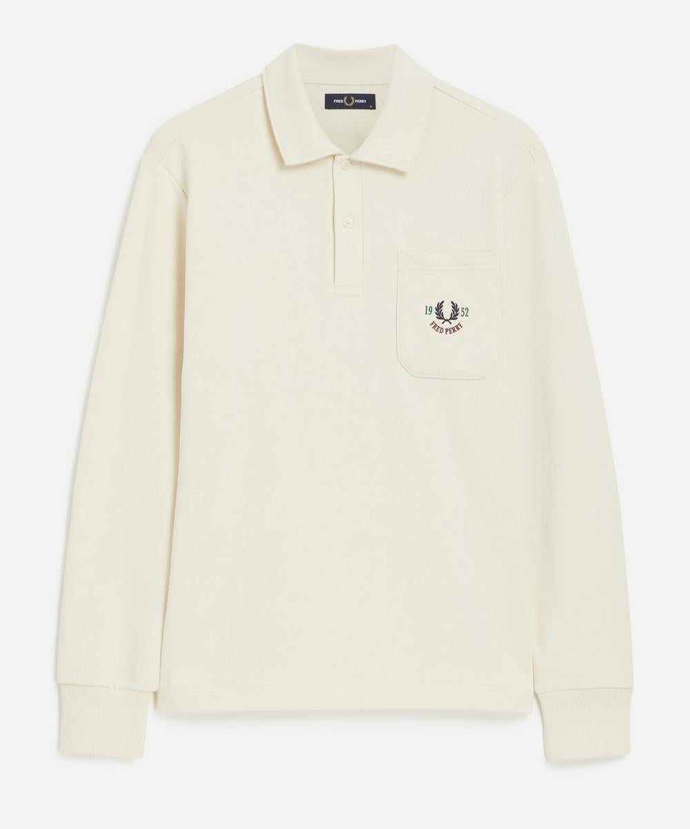 Fred Perry Mens Club House Collared Sweatshirt Ecru
