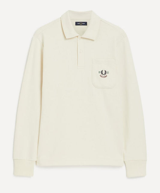 Fred Perry Mens Club House Collared Sweatshirt Ecru