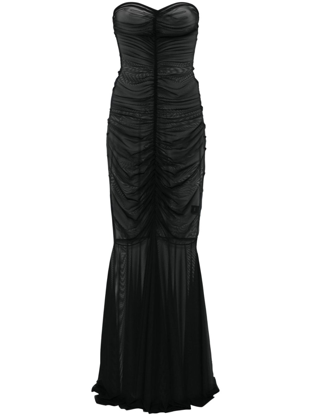 Norma Kamali Black Strapless Shirred Gown - Women's - Nylon/Spandex/Elastane