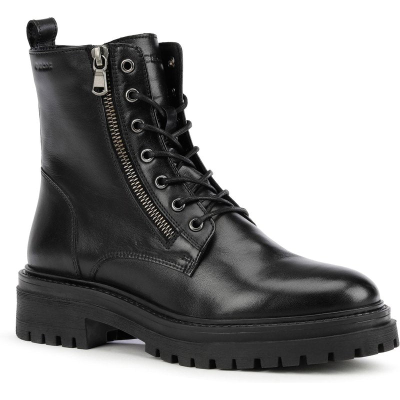 Geox D Iridea F Leather Bovine Full Grain Women's Black Boots