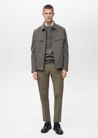 Mango Thermoregulating comfort stretch cargo trousers medium green - Man -