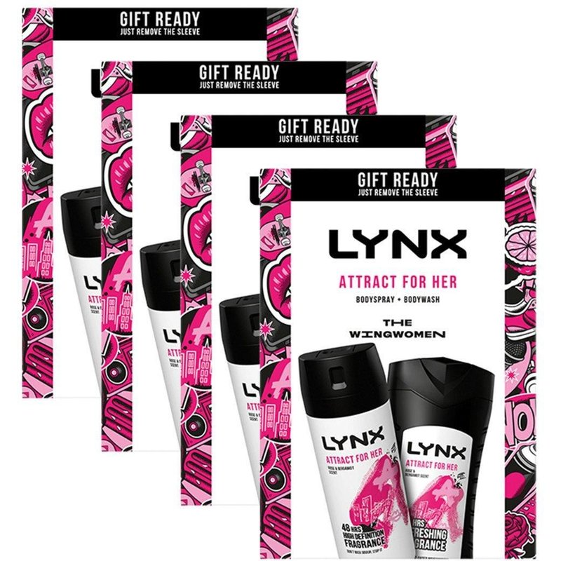 Lynx Attract For Her 'BodySpray & Body Wash' Duo Gift Set, 4pk
