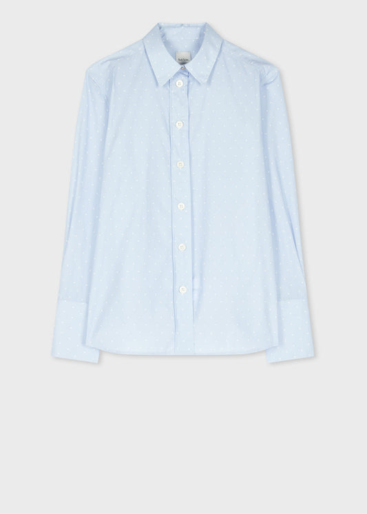 Paul Smith Women's Pale Blue Polka Dot Cotton Poplin Relaxed-Fit Shirt
