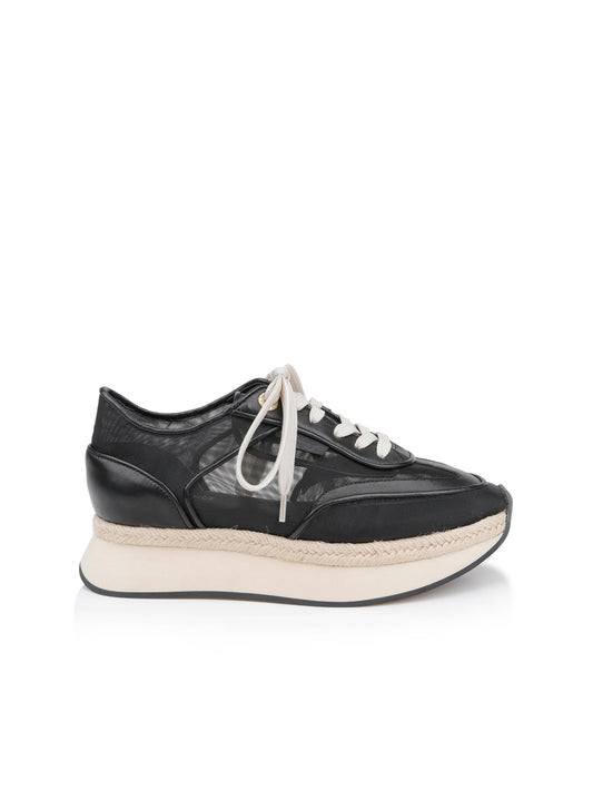 L'AGENCE Iris Mesh Platform Sneaker In Black Mesh