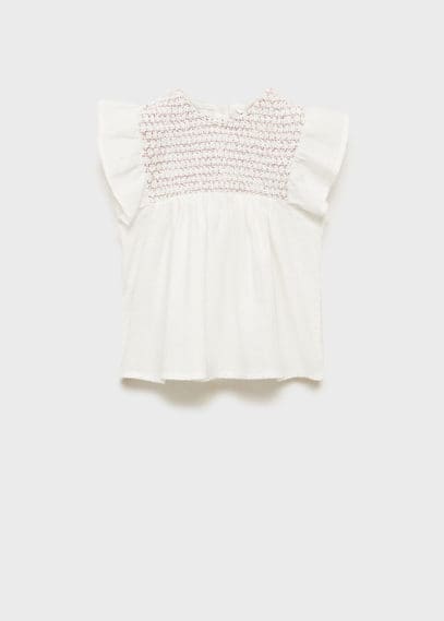 Mango Cotton t-shirt with pucker detail off white - Kids -