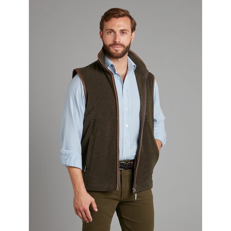 Oliver Brown Schoffel Oakham Fleece Gilet - Dark Olive