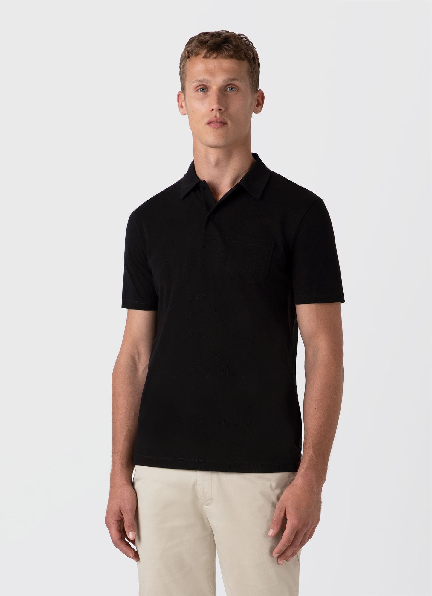 Sunspel Men's Riviera Polo Shirt in Black