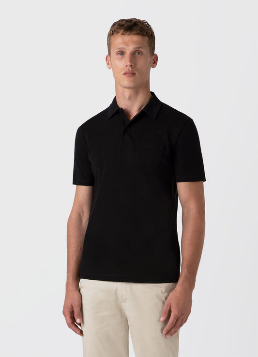 Sunspel Men's Riviera Polo Shirt in Black