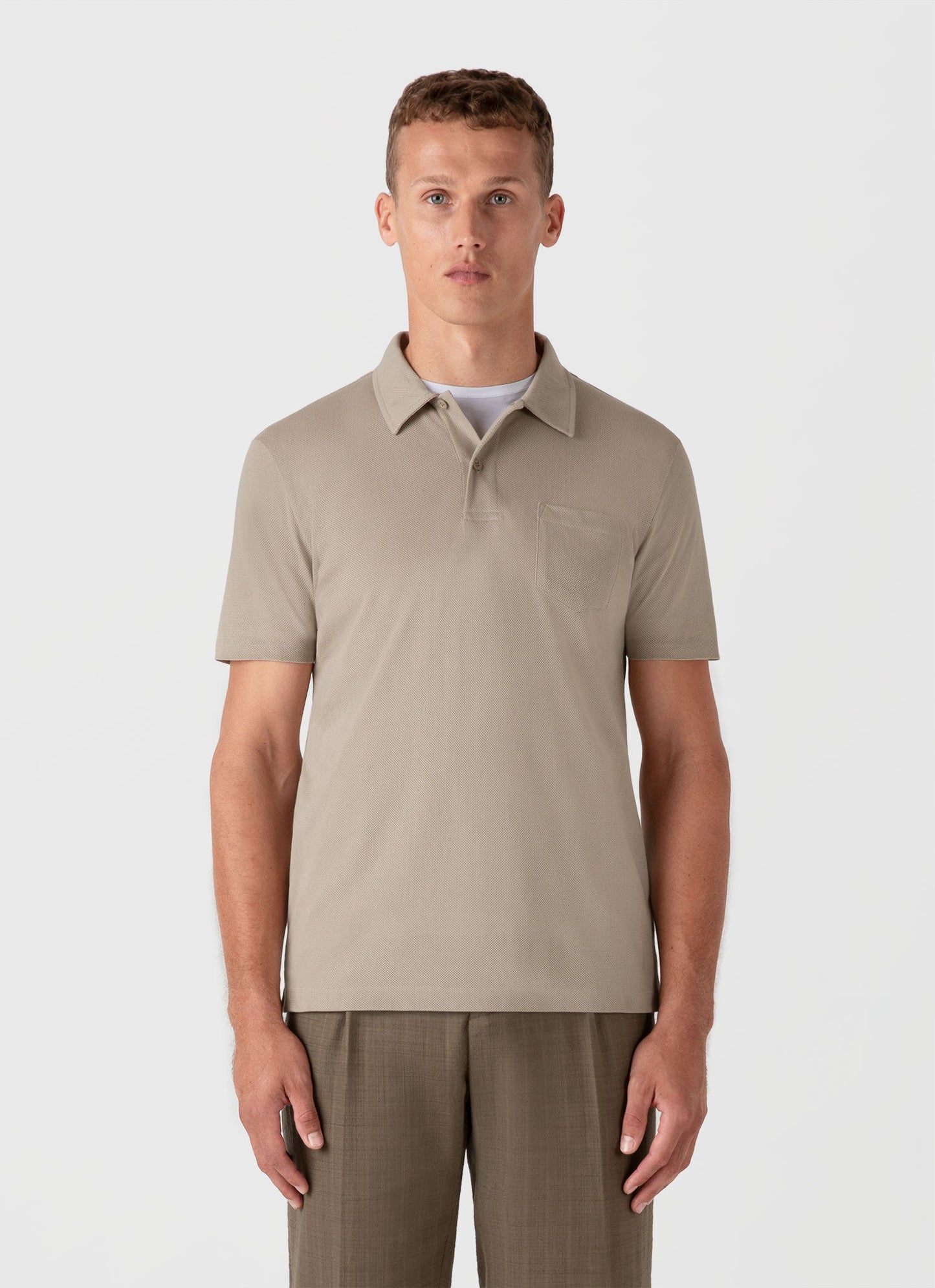 Sunspel Men's Riviera Polo Shirt in Ash Grey
