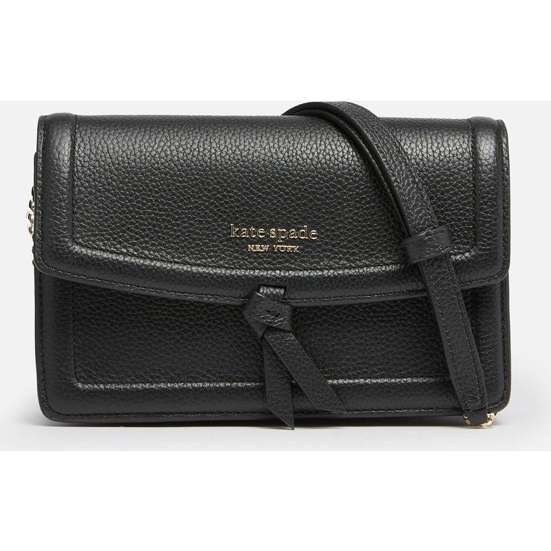 Kate Spade New York Women's Knott Pebbled Flap Cross Body Bag - Black