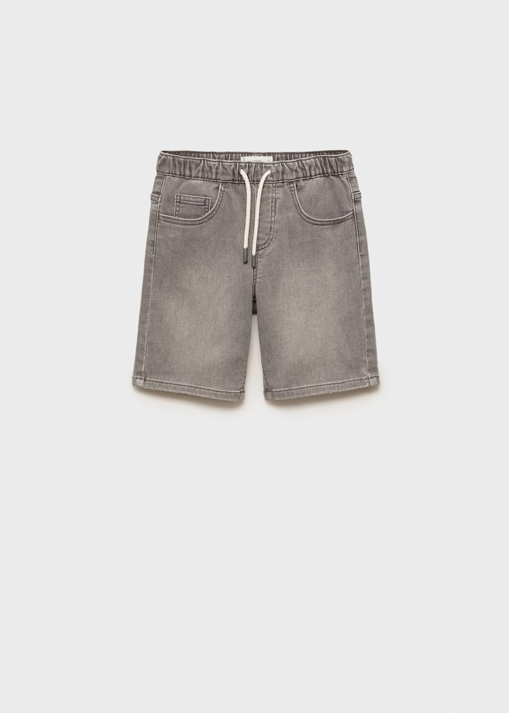 Mango Denim bermuda shorts with drawstring denim grey - Kids -