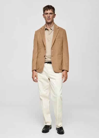 Mango Knitted coat with detachable scarf medium brown - Man -