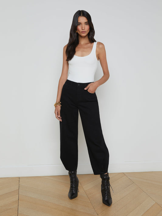 L'AGENCE Krista Tapered Jean In Saturated Black