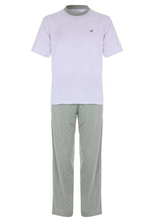 Peacocks Mens Green Geo Jersey Pyjama