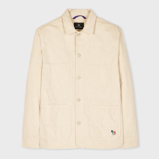 PS Paul Smith Ecru Cotton-Linen 'Broad Stripe Zebra' Work Jacket White