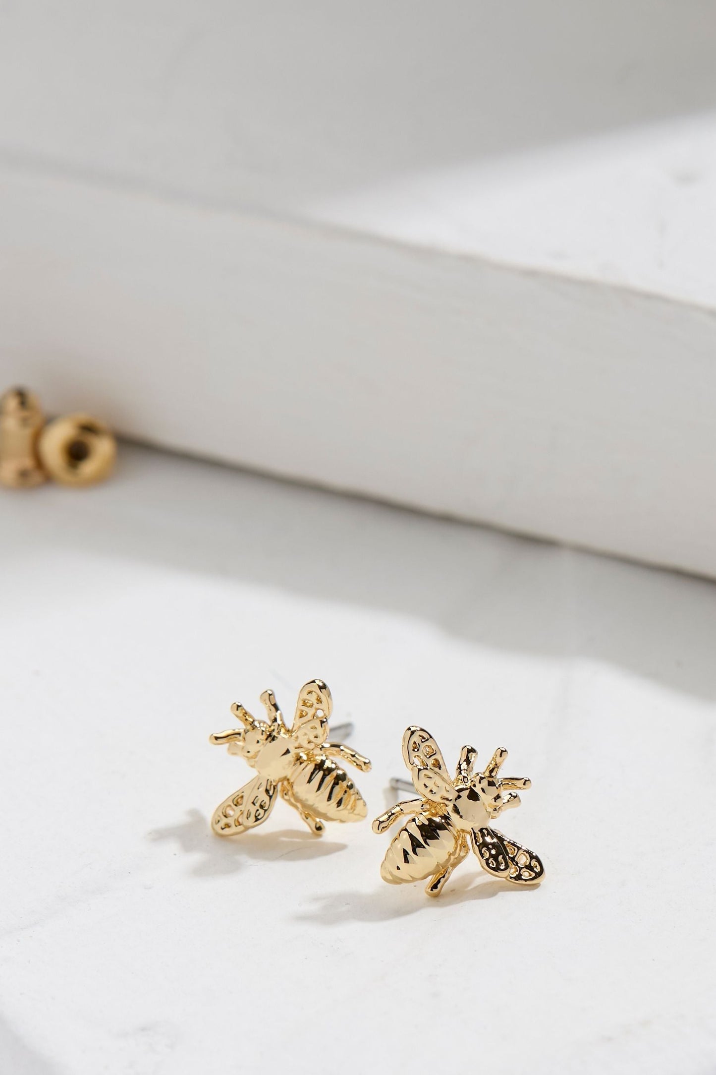 Fat Face Gold Tone Bee Stud Earrings