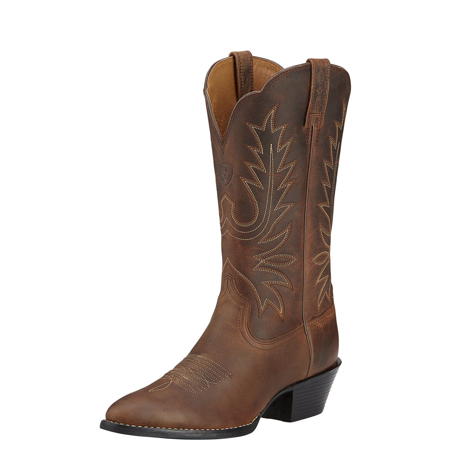 Ariat Women's Heritage R Toe Western Boots in Distressed Brown, B Medium Width, Regular Calf