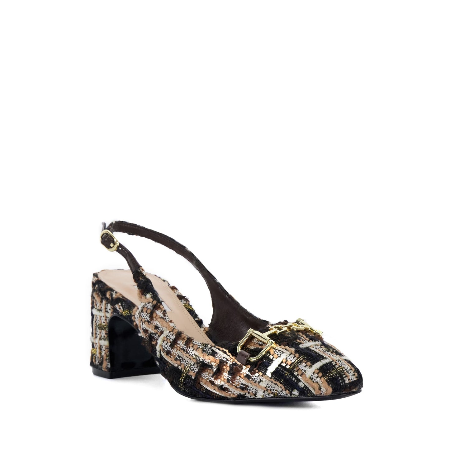 Dune Choices Brand Snaffle Block-Heeled Slingback Courts