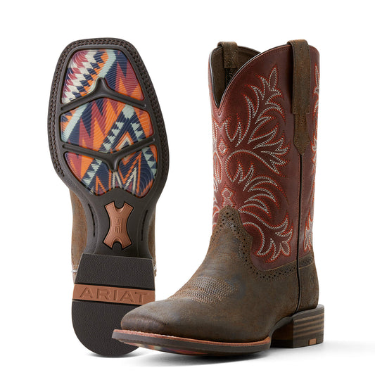 Ariat Men's Oakwood Western Boots in Antique Grey Roasted Chestnut, D Medium Width