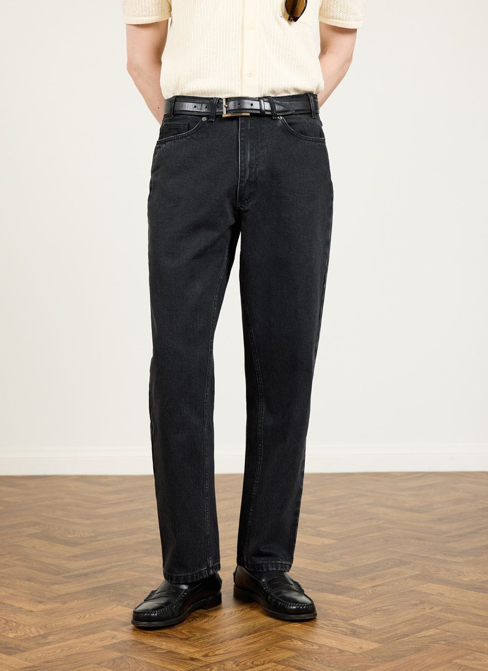 Percival Straight Leg Denim Jeans Cotton Black