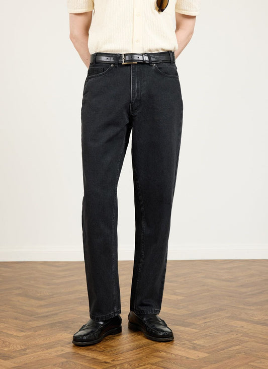 Percival Straight Leg Denim Jeans Cotton Black