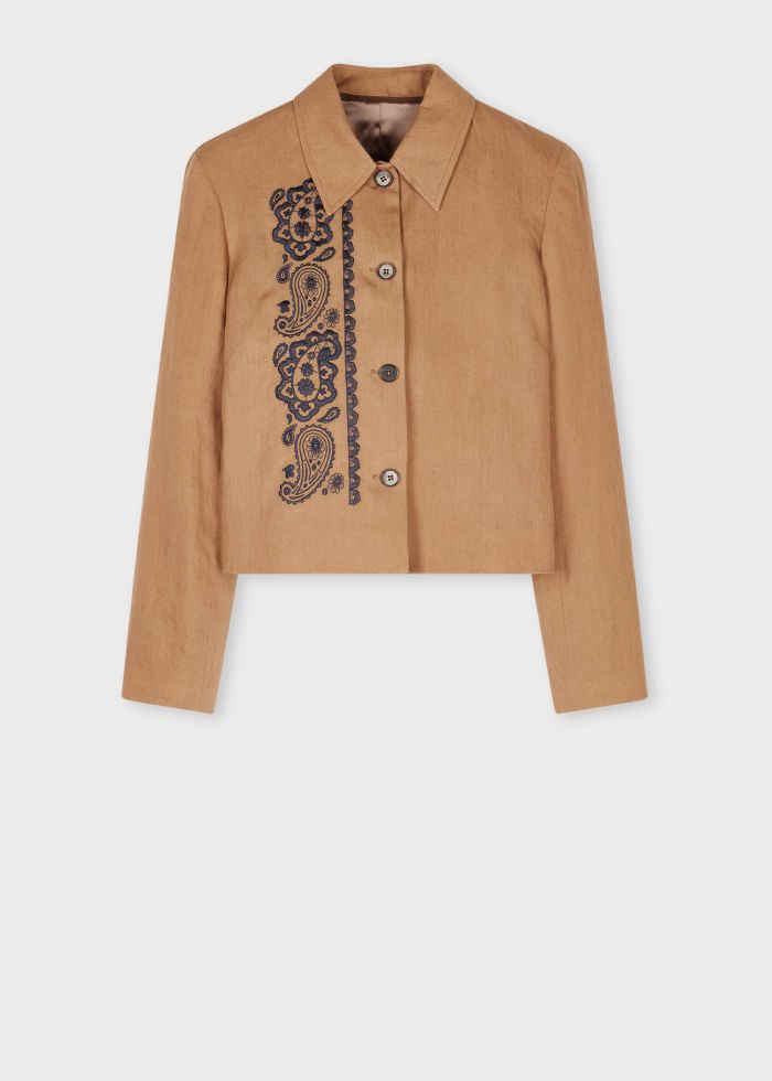 Paul Smith Women's Tan Paisley Linen Jacket Brown