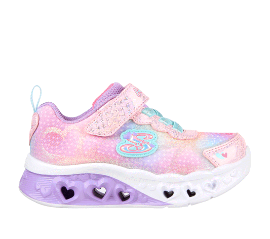 Skechers Flutter Heart Lights - Simply Love Sneaker in Pink, Size 5 | Synthetic/Textile