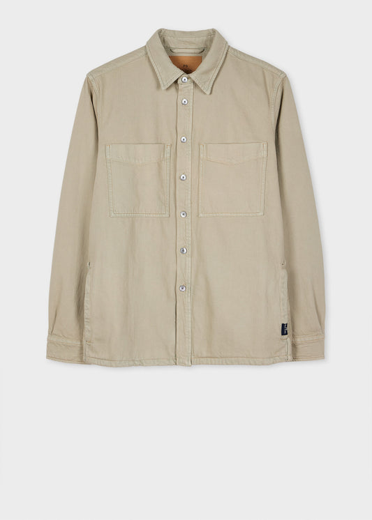PS Paul Smith Beige Bleached Denim Shirt Jacket White
