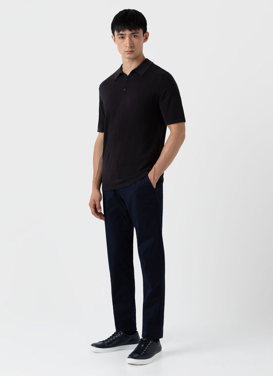 Sunspel Men's Sea Island Cotton Polo Shirt in Black