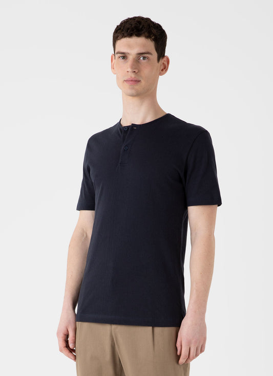 Sunspel Men's Riviera Henley in Navy