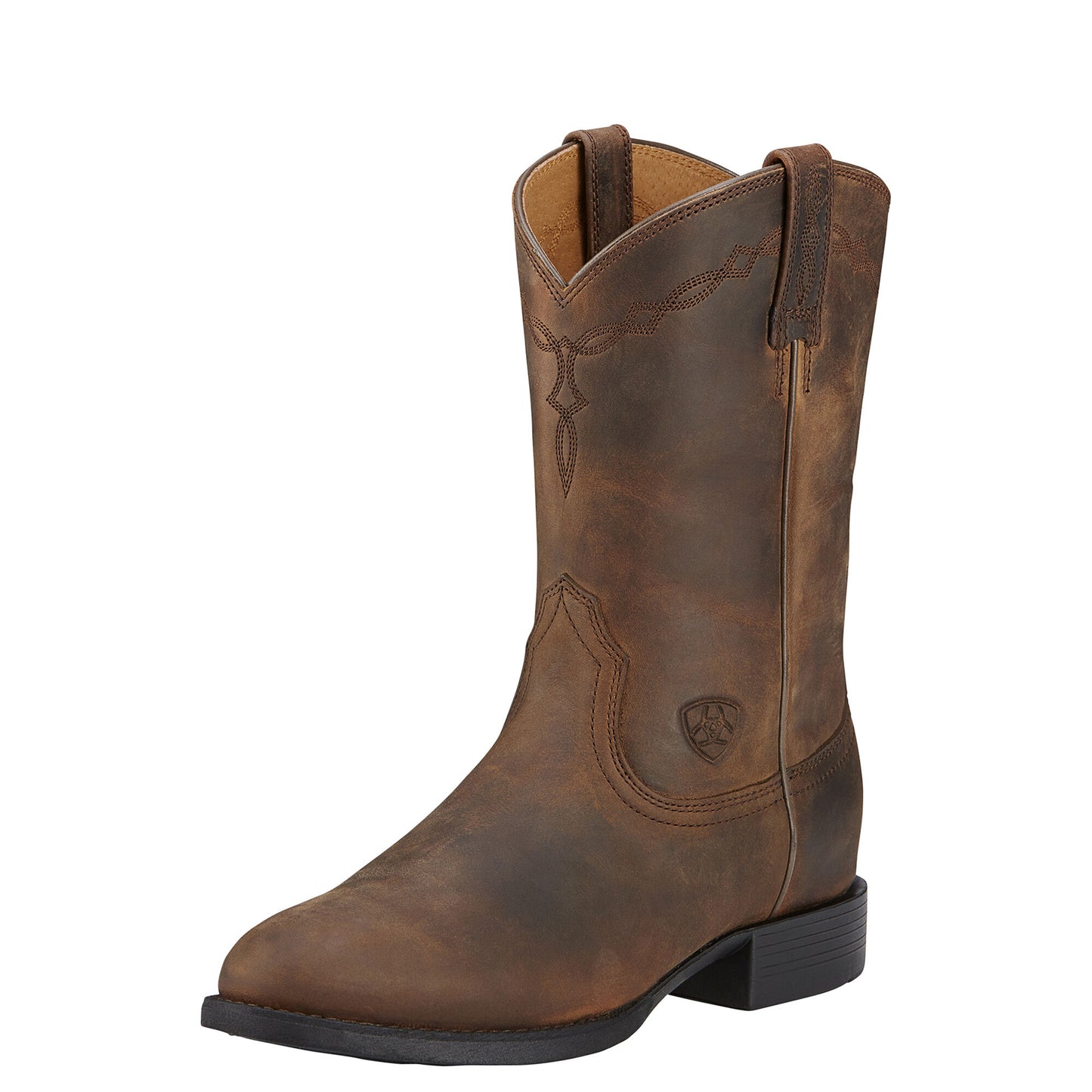Ariat Women's Heritage Roper Western Boots in Distressed Brown Leather, B Medium Width
