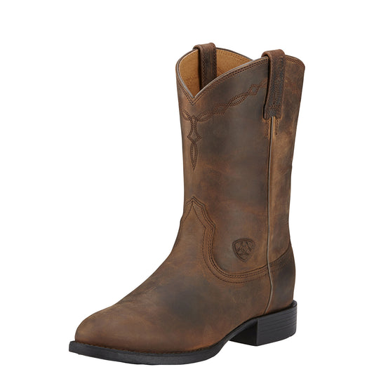 Ariat Women's Heritage Roper Western Boots in Distressed Brown Leather, B Medium Width