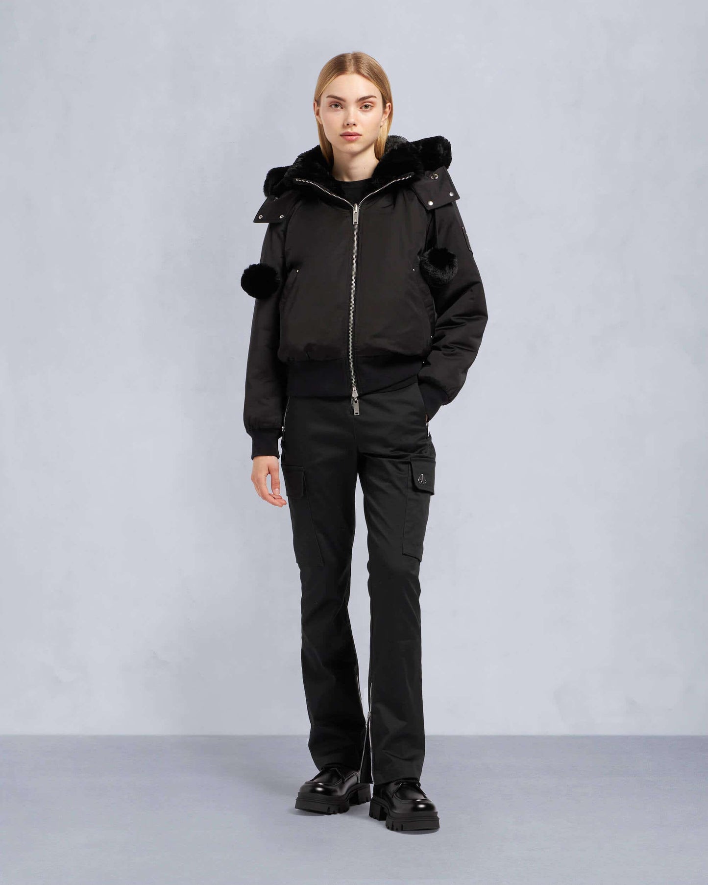 Moose Knuckles DEBBIE BUNNY SATIN BOMBER JACKET-Black-S