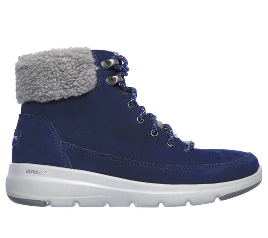Skechers Women's On-the-GO Glacial Ultra - Woodlands Boots in Navy Blue/Gray, Size 4 | Textile/Leather