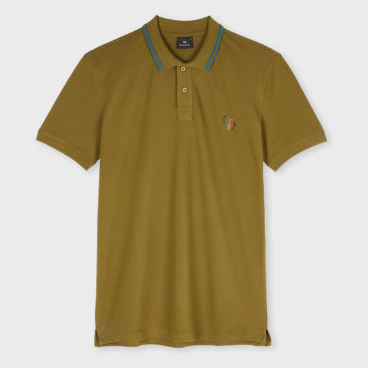 PS Paul Smith Khaki Stretch-Cotton 'Broad Stripe Zebra' Polo Shirt Green