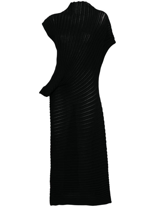 Pleats Please Issey Miyake Black Pleated Dress - Women's - Cotton/Polyester